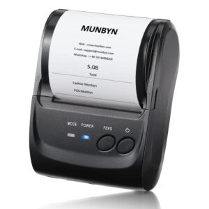 munbyn pos receipt printer, 58mm receipt printer, 2.28inch wireless portable mobile mini bluetooth thermal printer, compatible with android windows for small business, not-square, not-ios