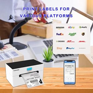 TERRIME Thermal Shipping Label Printer, Wireless Bluetooth Thermal Printer for 4x6 Shipping Label Barcode, Compatible with Android & iPhone/Windows/Mac OS, Support UPS FedEx Shopify Ebay Amazon Etsy