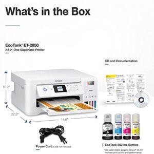 Epson EcoTank Wireless Color All-in-One ET-2850 Inkjet Printer for Family