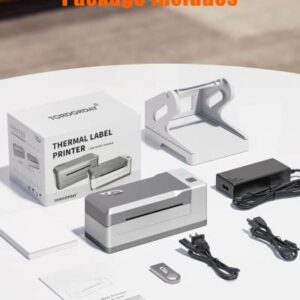 Tordorday Bluetooth Thermal Label Printer 4"×6", Wireless Shipping Label Printer for Shipping Packages, iPhone, Windows, Works with Amazon, UPS, USPS, FedEx, Silver Grey (RH40)