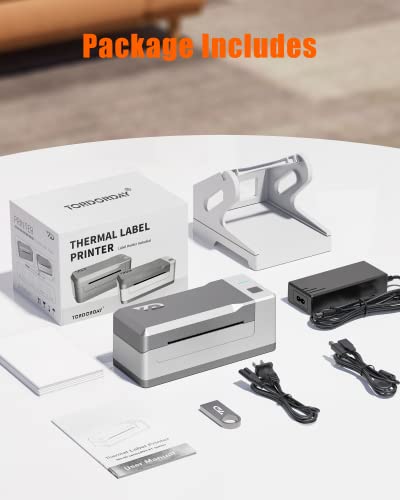 Tordorday Bluetooth Thermal Label Printer 4"×6", Wireless Shipping Label Printer for Shipping Packages, iPhone, Windows, Works with Amazon, UPS, USPS, FedEx, Silver Grey (RH40)