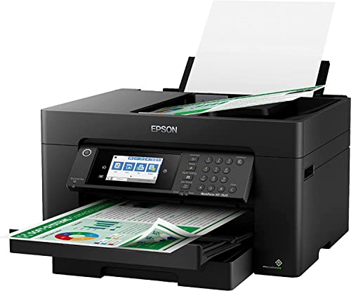 Epson Workforce Pro WF-7820 Wide-Format Wireless All-in-One Color Inkjet Printer, Black - Print Scan Copy Fax - 4.3" Touchscreen, 25 ppm, 4800 x 2400 dpi, Auto 2-Sided Printing, 13"x19", 50-Sheet ADF