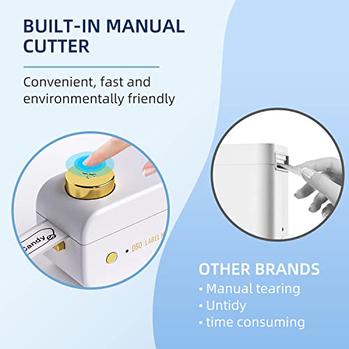 FLPLX Label Maker Machine with Tape, D50 Portable Bluetooth Label Printer with Multiple Templates, Inkless Labelmaker Easy to Use for Home Edit and Office Organization USB C Rechargeable White