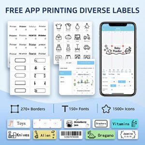 FLPLX Label Maker Machine with Tape, D50 Portable Bluetooth Label Printer with Multiple Templates, Inkless Labelmaker Easy to Use for Home Edit and Office Organization USB C Rechargeable White