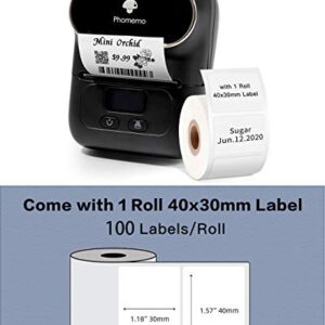 Phomemo M110 Label Maker with 1.96" x 1.96"（50x50 mm） Round Thermal Label for Barcode Label, DIY Logo Design