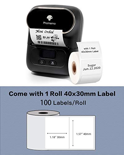 Phomemo M110 Label Maker with 1.96" x 1.96"（50x50 mm） Round Thermal Label for Barcode Label, DIY Logo Design