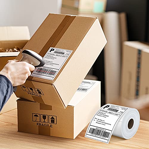 POLONO Shipping Label Printer Gray, 4x6 Thermal Label Printer for Shipping Packages, Commercial Direct Thermal Label Maker, Shipping Label, 4 x 6 Direct Thermal Labels, 220 Labels/Roll