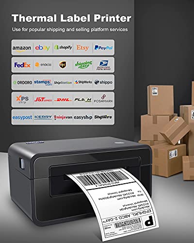 POLONO Shipping Label Printer Gray, 4x6 Thermal Label Printer for Shipping Packages, Commercial Direct Thermal Label Maker, Shipping Label, 4 x 6 Direct Thermal Labels, 220 Labels/Roll