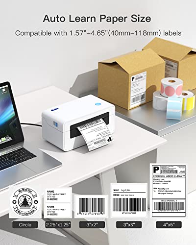 POLONO Shipping Label Printer, 4x6 Thermal Label Printer for Shipping Packages, Commercial Direct Thermal Label Maker, Shipping Label, 4 x 6 Direct Thermal Labels, 220 Labels/Roll