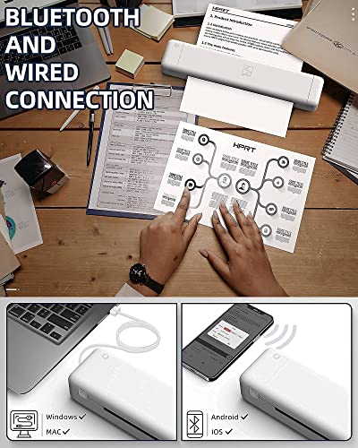 HPRT Thermal Printer MT800Q Portable Mini Printer, Wireless Printer for iPhone and Computer, The Best Small Printer Support 216mm Width A4 Paper, Home Use, Office, Travel and Mobile Printer