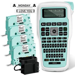 vixic handheld label maker machine with tape,e1000 label printer with qwerty keyboard easy to use portable label makers for industrial work home school office organization green