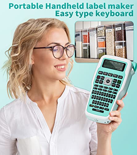 Vixic Handheld Label Maker Machine with Tape,E1000 Label Printer with QWERTY Keyboard Easy to Use Portable Label Makers for Industrial Work Home School Office Organization Green