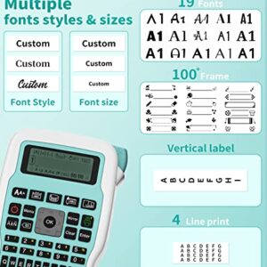 Vixic Handheld Label Maker Machine with Tape,E1000 Label Printer with QWERTY Keyboard Easy to Use Portable Label Makers for Industrial Work Home School Office Organization Green