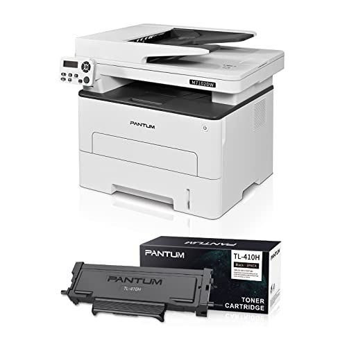 Pantum M7102DW Monochrome Wireless All-in-one ADF Multifunction Laser Printer, Auto Duplex, Copy＆Scan(W5G63B) with TL-410H