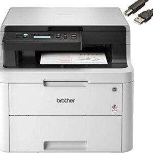 Brother HL-L3290CDW Wireless Compact Digital Color Laser All-in-One Printer, Print Scan Copy, Duplex Printing- 600 x 2400 dpi, 25ppm, 250-sheet, Works with Alexa - Bundle with JAWFOAL Printer Cable.