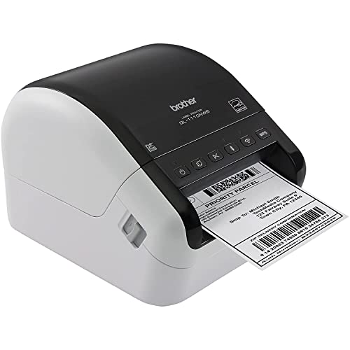 Brother QL-1110NWB Label Maker, Shipping Labeller, Wireless, PC Connected, Network and Bluetooth, Desktop, Wide Format 4 Inch Labels - Print via USB, Ethernet, and Bluetooth