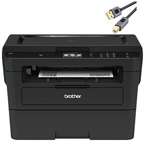 brother l-2395dw series compact monochrome all-in-one laser printer i print scan copy i 2.7″ color lcd i wireless | mobile printing i auto 2-sided printing i 36 ppm + printer cable