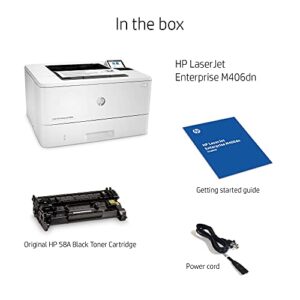 HP LaserJet Enterprise M406dn Monochrome Duplex Printer (3PZ15A) (Renewed)