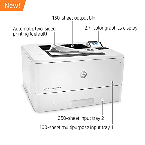 HP LaserJet Enterprise M406dn Monochrome Duplex Printer (3PZ15A) (Renewed)