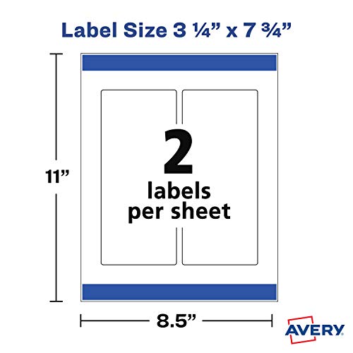 Avery Printable Blank Wraparound Rectangle Labels, 3.25" x 7.75", Matte White, 16 Customizable Labels (22835)