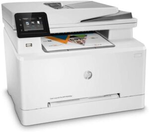 hp laserjet pro mfp m283cdwf all-in-one wireless color laser printer, white – print scan copy fax – 22 ppm, 600×600 dpi, 8.5×14, auto 2-sided printing, 50-sheet adf, ethernet- external 64gb drive