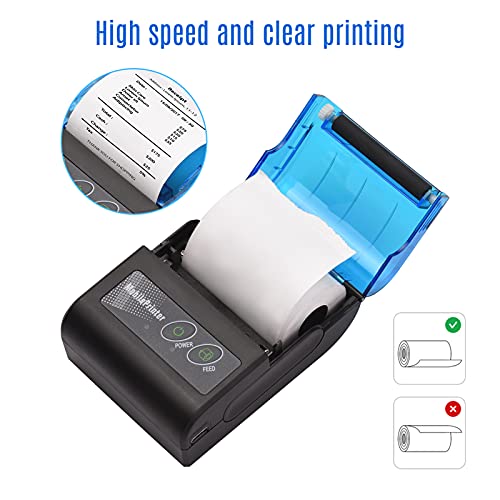 Portable Mini Thermal Printer 2 inch Wireless USB Receipt Bill Ticket Printer with 58mm Print Paper Compatible with iOS Android Windows for Restaurant Sales Retail