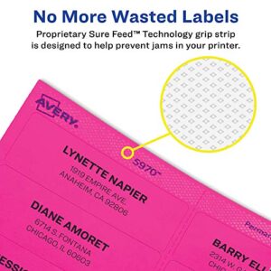 Avery Neon Address Labels with Sure Feed for Laser Printers, 2-1/4", Assorted Colors, 180 Burst Labels (5995)