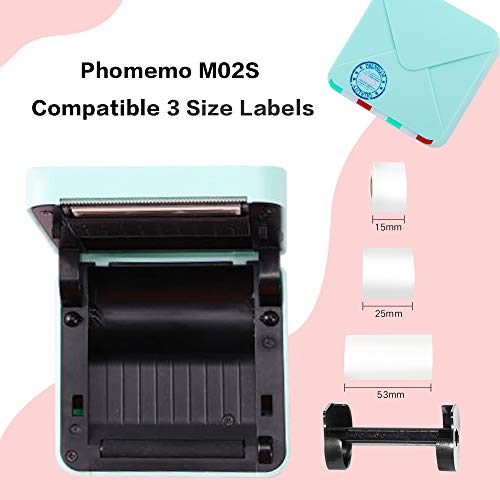 Phomemo M02S 300DPI Pocket Printer, Gift Box Set Include 6 Rolls Thermal Sticker Label Paper, Mini Bluetooth Smart Phone Printer Compatible with iOS & Android, Print for Work, Home, Study - Green