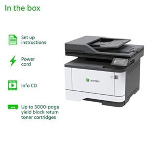 Lexmark MB3442adw Multifunction Monochrome Laser Printer with Print, Copy, Fax, Scan and Wireless Capabilities with Full-Spectrum Printing and Printers up to 42 ppm (29S0350), Gray/White, Small