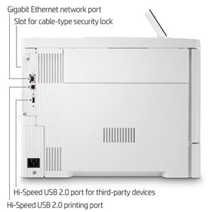 HP Color Laserjet Enterprise M555dn Single-Function Wired Ethernet Laser Printer, White - Print only - 4.3" Touchscreen Display, 40 ppm, 600 x 600 dpi, Auto Duplex Printing, USB, Cbmou Printer Cable