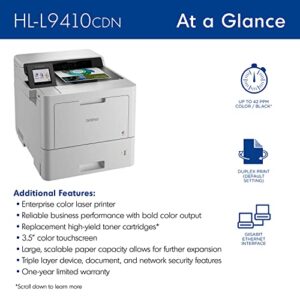 Brother HL‐L9410CDN Enterprise Color Laser Printer with Fast Printing, Large Paper Capacity, and Advanced Security Features