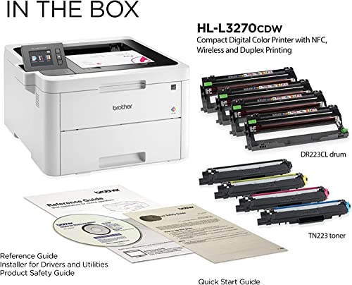 Brother Color HL-L3270CDW Compact Wireless Digital Laser Printer with NFC - Print Only - 25 ppm, 2400 x 600 dpi, 2.7" Color Touchscreen, Auto Duplex Printing, 250 Sheet, Ethernet