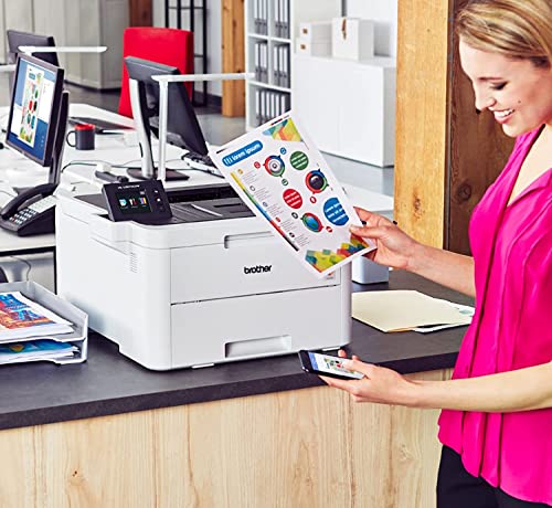 Brother Color HL-L3270CDW Compact Wireless Digital Laser Printer with NFC - Print Only - 25 ppm, 2400 x 600 dpi, 2.7" Color Touchscreen, Auto Duplex Printing, 250 Sheet, Ethernet