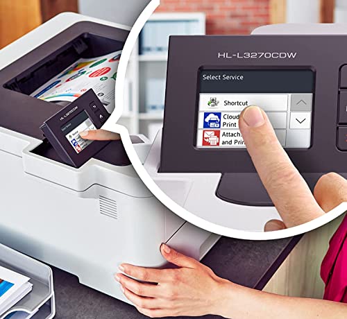 Brother Color HL-L3270CDW Compact Wireless Digital Laser Printer with NFC - Print Only - 25 ppm, 2400 x 600 dpi, 2.7" Color Touchscreen, Auto Duplex Printing, 250 Sheet, Ethernet