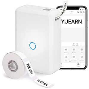 yuearn label makers, d110 bluetooth label maker printer, white mini label maker machine, with tape, multiple templates label maker, thermal label maker for storage shipping barcode office kitchen