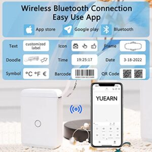 YUEARN Label Makers, D110 Bluetooth Label Maker Printer, White Mini Label Maker Machine, with Tape, Multiple Templates Label Maker, Thermal Label Maker for Storage Shipping Barcode Office Kitchen