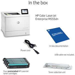 HP Color Laserjet Enterprise M555dn Print only Wired Laser Printer, 4.3" Touchscreen LCD Display, 40 ppm, 600 x 600 dpi, 1 GB Memory, Auto Duplex Printing, Ethernet, USB, Cbmou Printer Cable