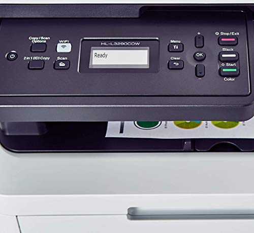 Brother HL-L3290CDW Wireless Compact Digital Color Laser All-in-One Printer, Duplex Printing, Print Scan Copy - 600 x 2400 dpi, 25ppm, 250-sheet, Works with Alexa - Bundle with JAWFOAL Printer Cable.