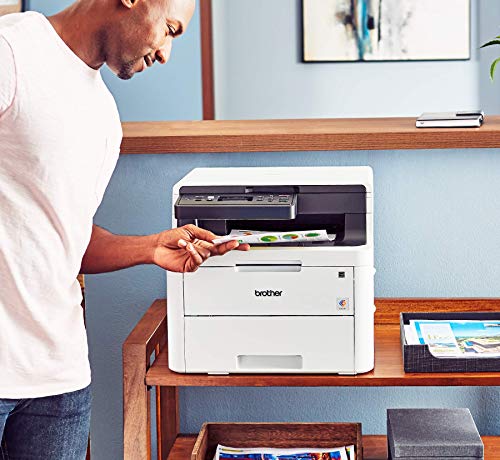 Brother HL-L3290CDW Wireless Compact Digital Color Laser All-in-One Printer, Duplex Printing, Print Scan Copy - 600 x 2400 dpi, 25ppm, 250-sheet, Works with Alexa - Bundle with JAWFOAL Printer Cable.