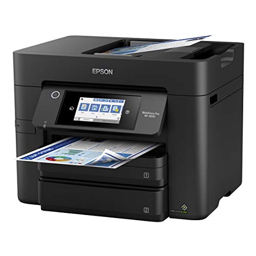 Epson Workforce Pro WF-4830 Wireless All-in-One Printer with Auto 2-Sided Print, 50-Page ADF, 500-sheet Paper Capacity, Black, Large & 822 Standard Capacity, Cyan, Magenta, Yellow Jaune