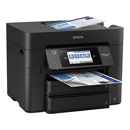 Epson Workforce Pro WF-4830 Wireless All-in-One Printer with Auto 2-Sided Print, 50-Page ADF, 500-sheet Paper Capacity, Black, Large & 822 Standard Capacity, Cyan, Magenta, Yellow Jaune