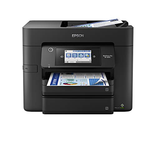 Epson Workforce Pro WF-4830 Wireless All-in-One Printer with Auto 2-Sided Print, 50-Page ADF, 500-sheet Paper Capacity, Black, Large & 822 Standard Capacity, Cyan, Magenta, Yellow Jaune