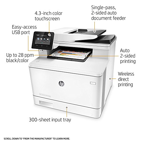 HP Laserjet Pro M477fdw Multifunction Wireless Color Laser Printer with Duplex Printing (CF379A) (Renewed)