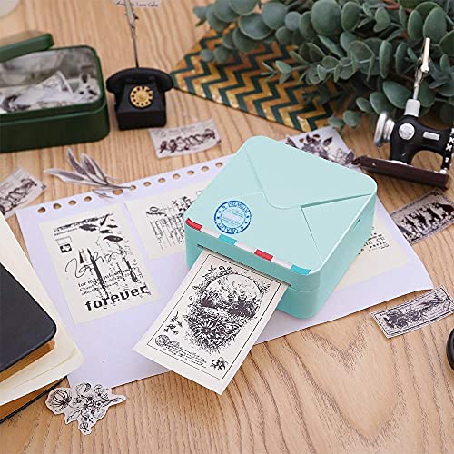 Phomemo M02S Pocket Printer- Mini Bluetooth Thermal Printer with 3 Rolls White Sticker Paper, Compatible with iOS + Android for Learning Assistance, Study Notes, Journal, Fun, Work, Cyan