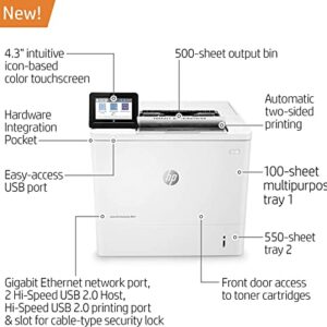 HP Laserjet Enterprise M611dn Single-Function Wired Monochrome Laser Printer, White - Print only - Ethernet, USB, 4.3" Touchscreen, 65 ppm, 1200x1200 dpi, Auto Duplex Printing - Cbmou External Webcam