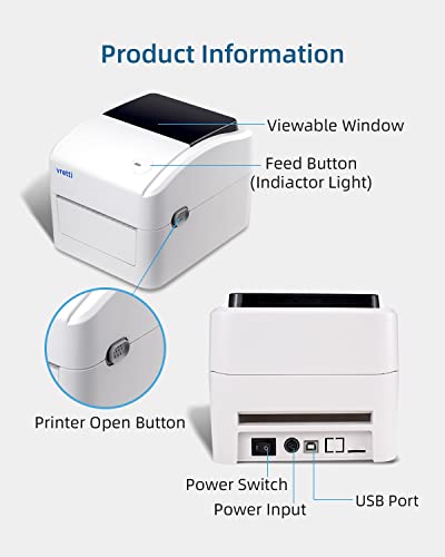 vretti Thermal Label Printer, 4x6 Thermal Shipping Label Printer for Shipping Packages and Small Business, 152mm/s Desktop Barcode Printer Machine for Amazon Ebay Etsy Shopify on Windows& Mac