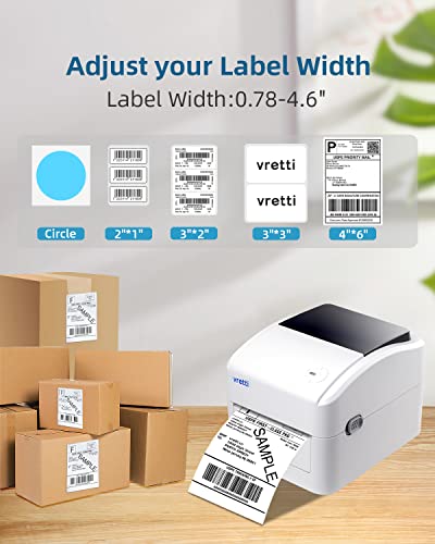 vretti Thermal Label Printer, 4x6 Thermal Shipping Label Printer for Shipping Packages and Small Business, 152mm/s Desktop Barcode Printer Machine for Amazon Ebay Etsy Shopify on Windows& Mac