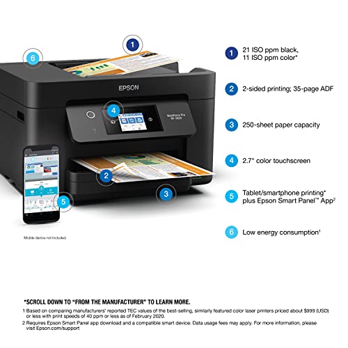 Epson Workforce Pro WF-3820 Wireless All-in-One Printer with Auto 2-Sided Printing, 35-Page ADF, 250-sheet Paper Tray and 2.7" Color Touchscreen (Renewed)