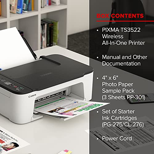Canon PIXMA TS35 22 Series Wireless Color Inkjet All-in-One Printer - Print Copy Scan - Mobile Printing - Up to 50 Sheets Paper Tray - Up to 4800 x 1200 dpi - 1.5" LCD Display + HDMI Cable
