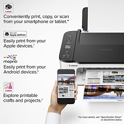 Canon PIXMA TS35 22 Series Wireless Color Inkjet All-in-One Printer - Print Copy Scan - Mobile Printing - Up to 50 Sheets Paper Tray - Up to 4800 x 1200 dpi - 1.5" LCD Display + HDMI Cable